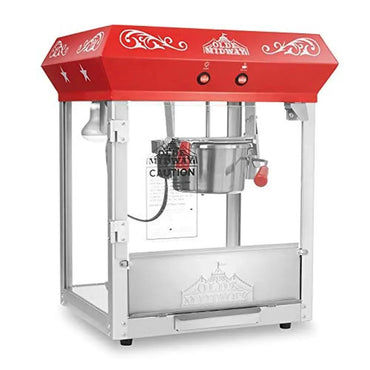 Bar Style Popcorn Machine 4-Oz Popcorn Maker Popper Stainless Steel Kettle Glass Walls Warming Deck Olde Maid's Tray Stainless