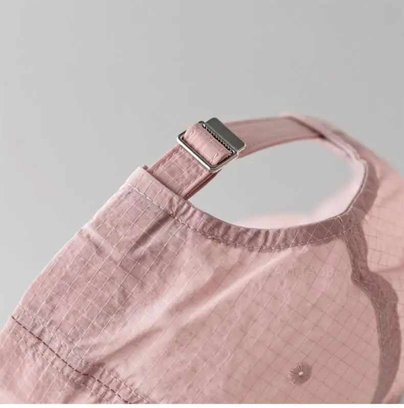 SS25 Korean Baseball Cap with Letter Embroidery & Gingham, Quick-Dry Minimalist Casual Unisex Hat for Daily Use