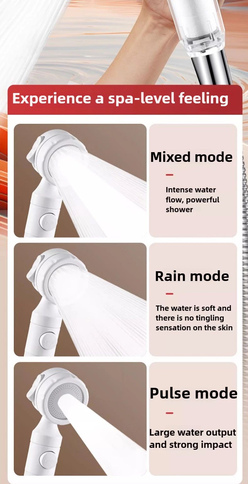 Pressurized Filter Shower Head Water Purifying and Antibacterial Nozzle Portable Shower Head for Traveling Business Trips Hotel