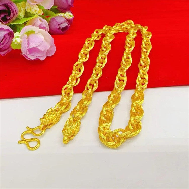 Luxurious 9999 24K real gold men's flat chain Boss necklace is simple and elegant, men's exclusive gold jewelry gold necklace