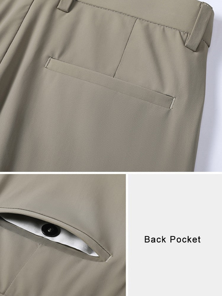 Summer Men's Casual Pants Korean Fashion Light Cool Ice Silk Stretch Golf Pants Slim Fit Suit Pants Male Office Formal Trousers