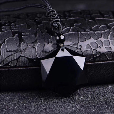 New Fashion Black Obsidian Pendant Necklace Obsidian Star Pendant Lucky Love Crystal Jewelry With Free Rope Drop shipping