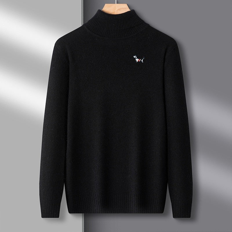 Designer Quality Men's Long Sleeve High Necked Sweater Autumn New Dog Print Soft Warm Knitted Casual Versatile Commute Men'swear