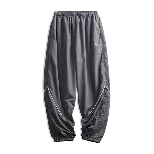 Maden Men Contrasting Color Loose Sweatpants Vintage Lightweight Drawstring Casual Pants Elastic Waist Design Plus Size Trousers