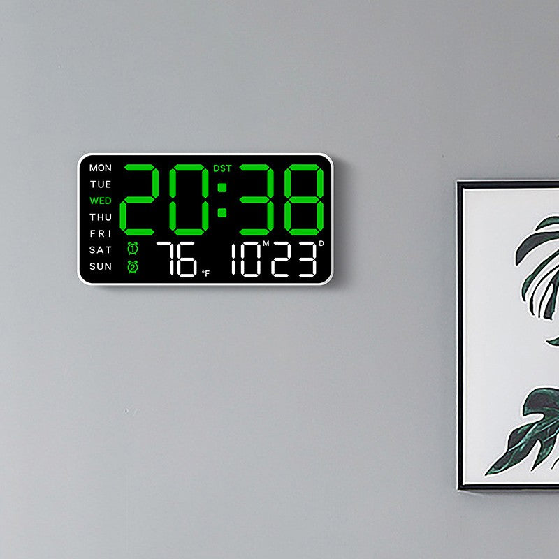 LED Alarm Clocks Brightness Adjustable 12/24H Clock Large Digital Wall Clock Week Date Temperature Display Voice Control Table