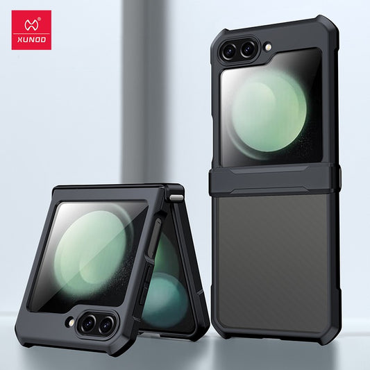 Xundd For Samsung Galaxy Z Flip 7 5 Z Flip 6 7 5G Case Airbag Shockproof Acrylic+TPU+Glass Back Cover For Flip5 z?? 5 7 ???