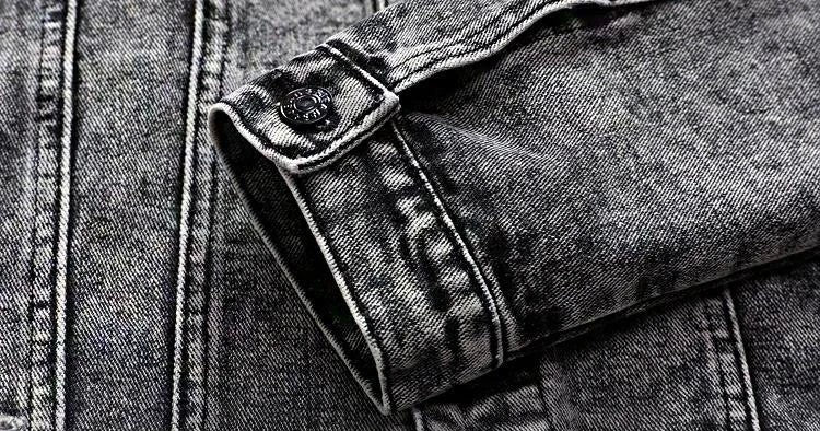 Jeans Coat for Men Hip Hop with Print Ripped Button Black Hole Denim Jackets Man Size L Large Lxury Worn Cowgirl Fast Delvery G