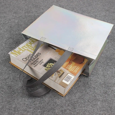 10Pcs Reusable Silver Laser Tote Bag Durable Non Woven Gift Shopping Bag for Wedding Bridesmaid Party Birthday Eco Friendly