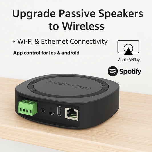 Audiocast Amp50 wireless WiFi & Bluetooth 5 amplifier audio receiver lossless multi room airplay, DLNA, UPnP tidal