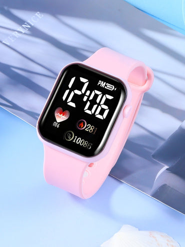 Ladies, Simple LED electronic watch and jewelry set, fashionable wristwatch, without smart functions, decorative pattern design