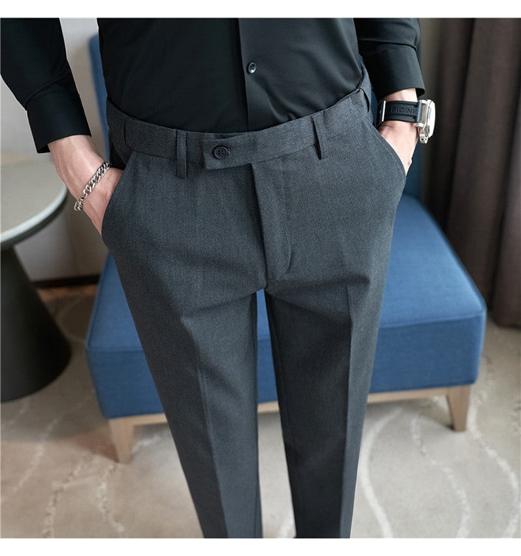 Men Suit Pant Autumn Elastic Waist Solid Slim Fit Dress Pants Business Casual Office Social Trouser Plus Size 40 38 Men Clothing