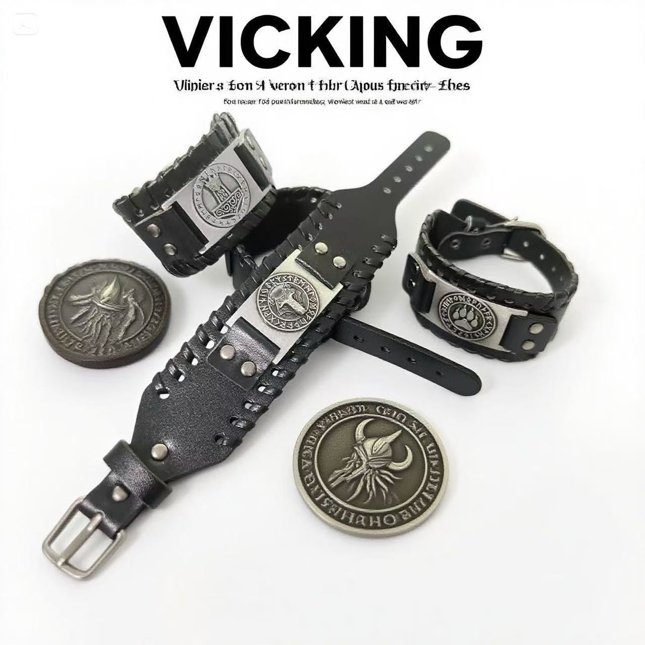 Acessórios de joias de runa viking HNSP pulseira de couro para homens tamanho ajustável