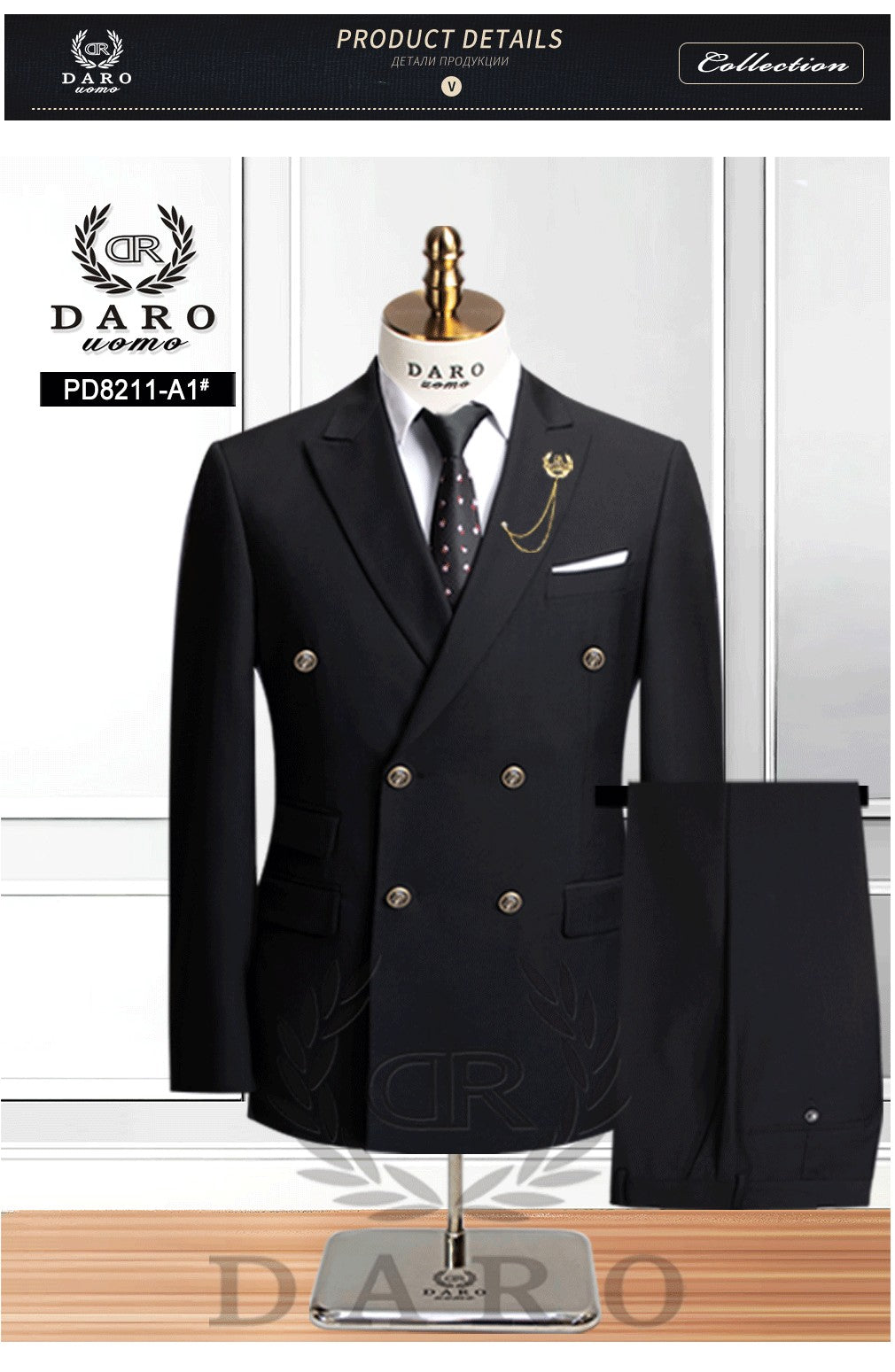 DAROuomo 2025 Men Suit Slim Fit Formal Business Work Wear Suits 2Pcs Set (Jacket+Pants)DR8211