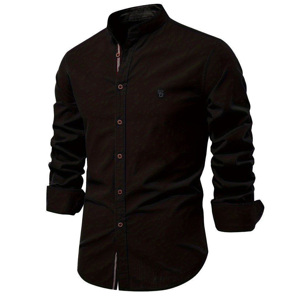 2025 New 100% Cotton Linen Shirt Men Embroidery Brand Shirts Tops High Quality Long Sleeve Button Down Casual Blouses