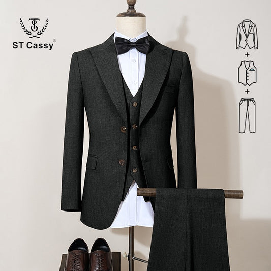 ST Cassy new 2 buttons on suit modern design mens office wear blazer coustime homme luxe Bead edge craftsmanship