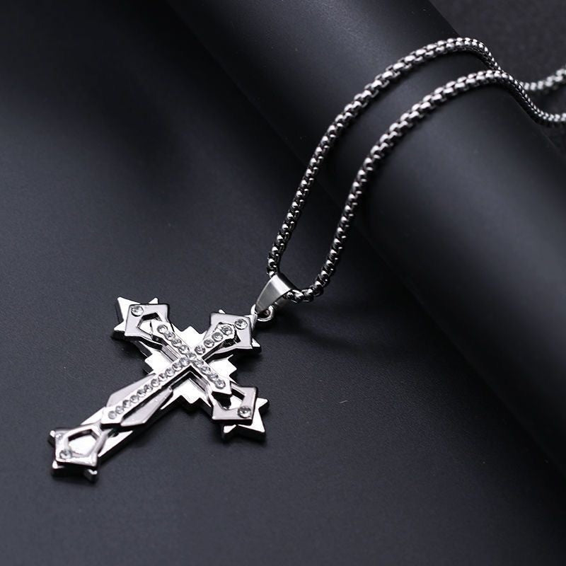 Colar de Aço Titânio Cruz de Alta Qualidade Que Não Desbota, Pingente Hip Hop Masculino Dominador e Moderno, Corrente Nova para Homens e Mulheres Bonitos