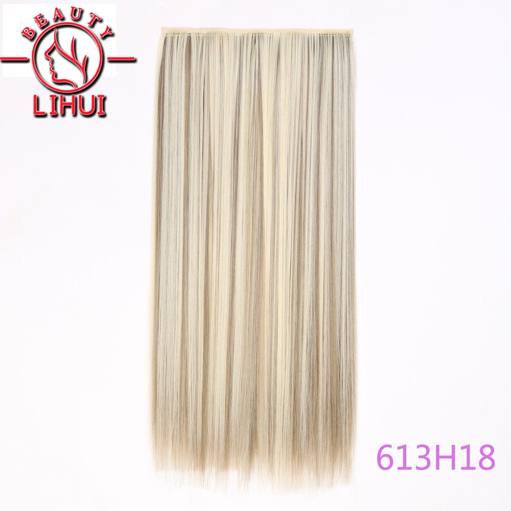 Extensões de cabelo sintéticas com clipe, longas e lisas, com 5 clipes em uma única peça, extensões de cabelo multicoloridas LIHUI