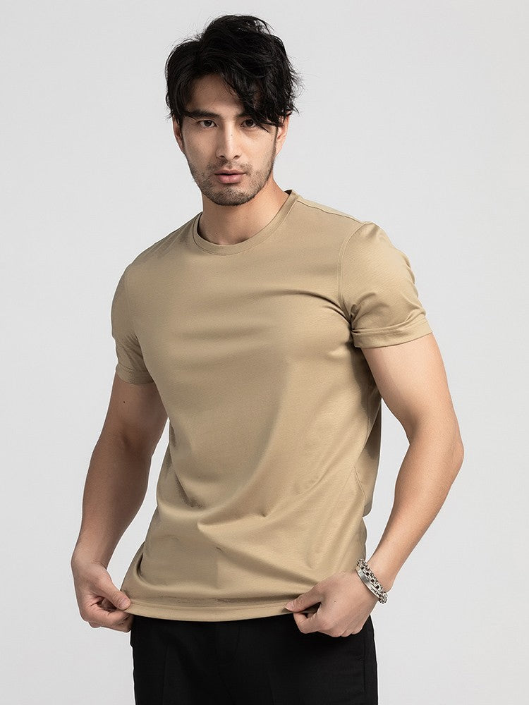 SuyaDream Mens Solid Tee Cotton Silk Blend Plain O neck Short Sleeved Cozy T Shirts 2025 Summer Simple Chic Top White Black