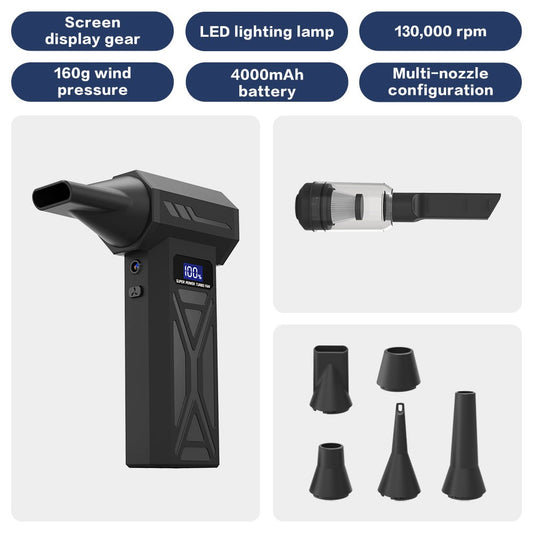 Turbo Fan Wind Pressure Powerful Turbo Air Blower With LED Light Wireless Dust Blower High Speed Jet Blower Vacuum Turbo Jet Fan