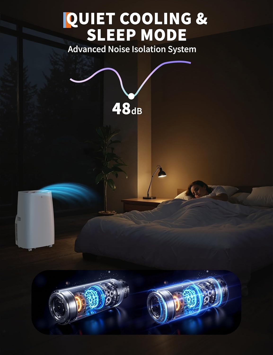 Condicionador de Ar Portátil Versátil 3 em 1 de 14.000 BTUs, Unidades de Ar Condicionado Portáteis para Ambientes com Desumidificador e Ventilador, Ar Condicionado de Quarto