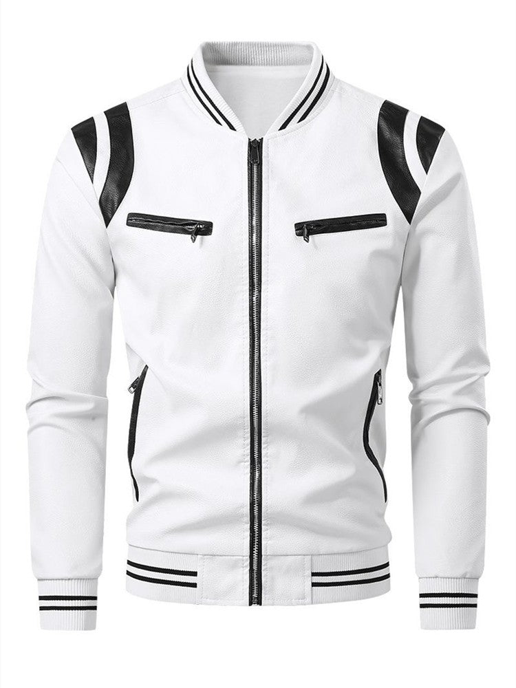 Spring and Autumn New Fashion Trend Retro Motorcycle PU Leather Jacket Men's Casual Loose Sports Large Size High Quality Coat
