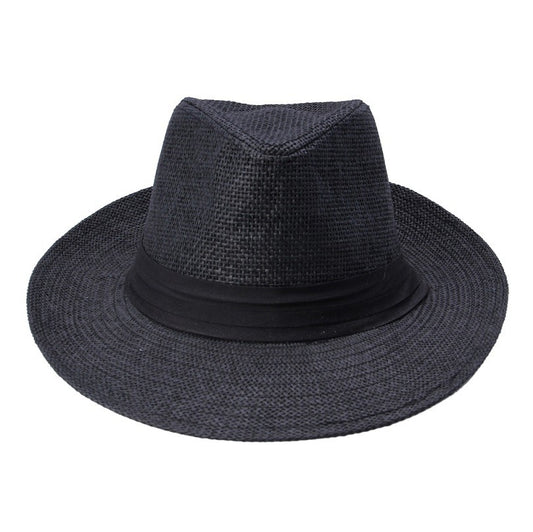 Hot Fashion Summer Casual Unisex Beach Trilby Large Brim Jazz Sun Hat Panama Hat Paper Straw Women Men Cap With Black Ribbon
