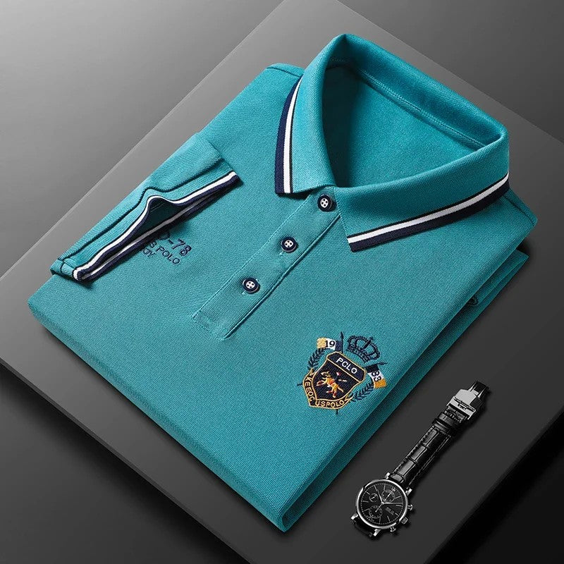 summer Men's Casual Embroidery Short Sleeve Polo Shirt New Fashion Solid Color Top