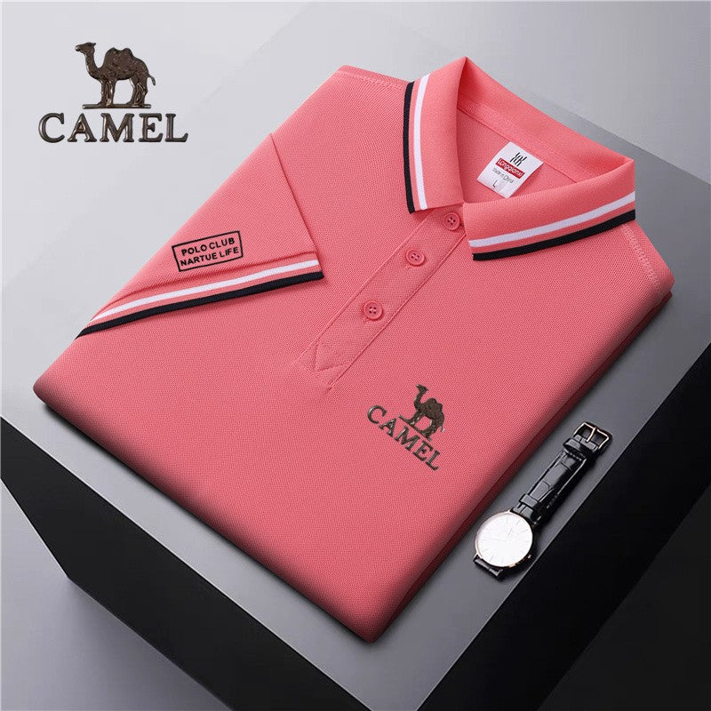 2024 Camel Authentic Badge Summer shirt short sleeved lapel t-shirt summer polo shirt cultural shirtemployee factory uniform