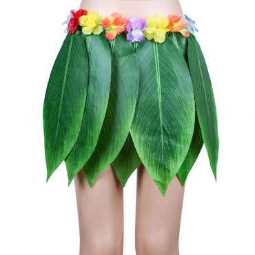 Hawaiian Tropical Artificial Leaves Floral Boho Beach Dance Skirts Summer Short Hula Grass Party Luau Skirt Costume Sundress
