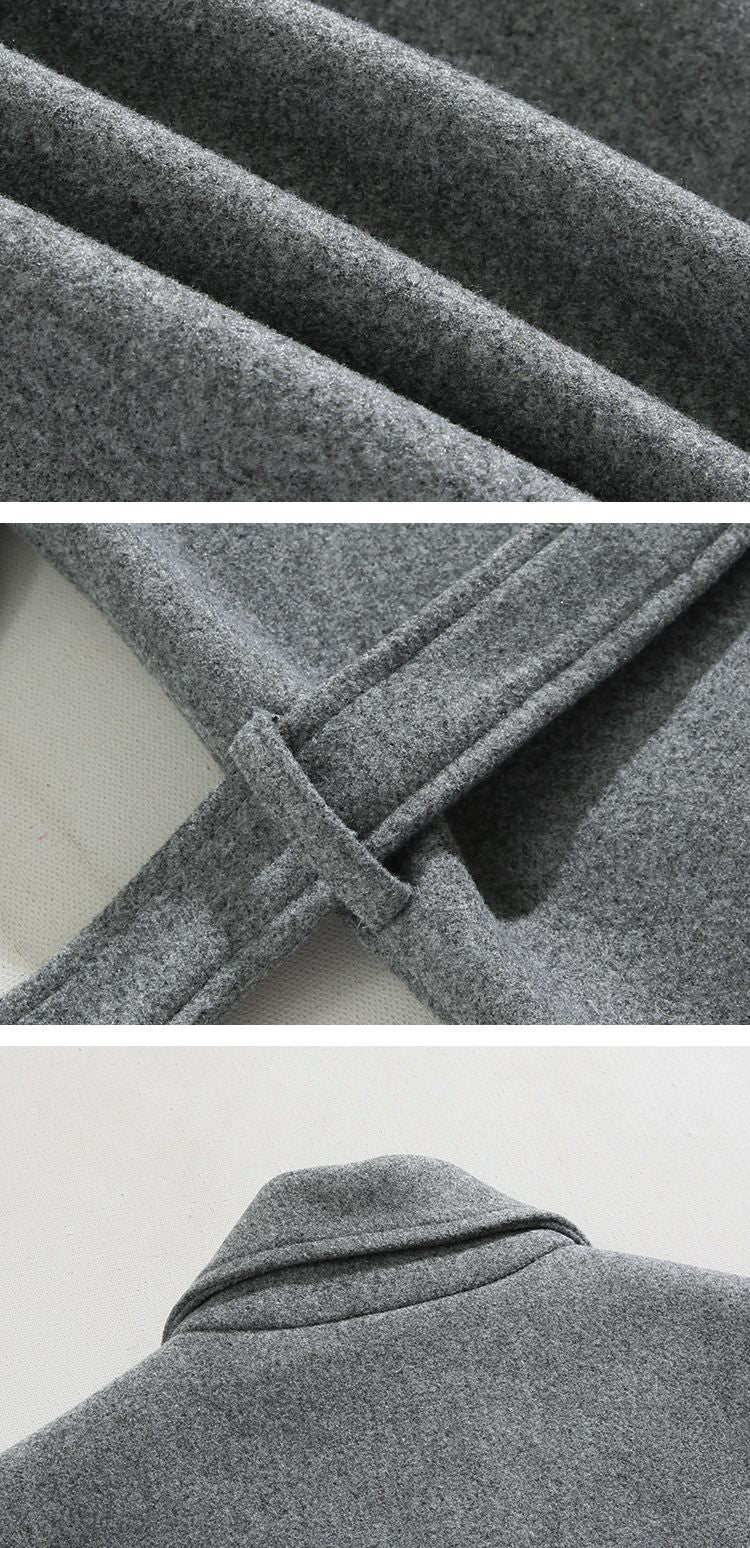 Winter Thick Woolen Coat Men Warm Fashion Solid Colors Oversized Long Wool Blends Coat Men Korean Loose Coat Mens Overcoat Q30