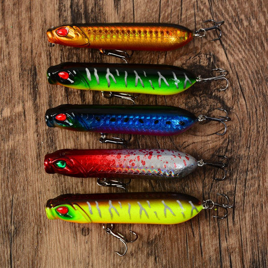 5pcs Popper Fishing Lures Topwater Popper Wobblers Hard Bait Floating Baits Sea Bass Pike Fishing Lure