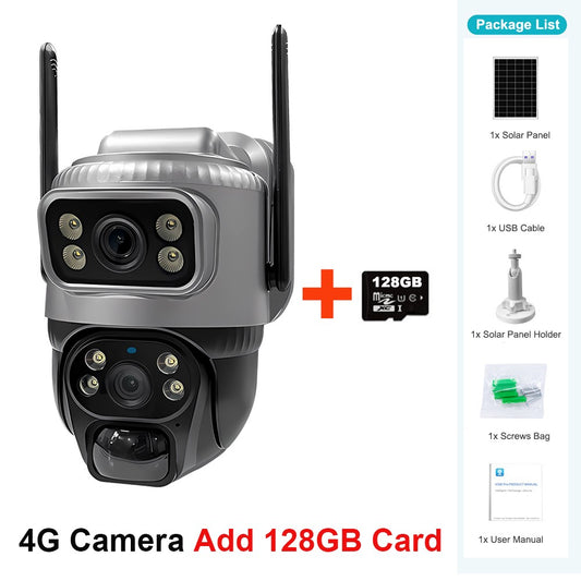 Câmera V380 Lente Dupla 4G Solar PIR Detecção Humana Visão Noturna À Prova D'Água Segurança Vídeo IP Câmera 8MP 4K Bateria Monitor CFTV
