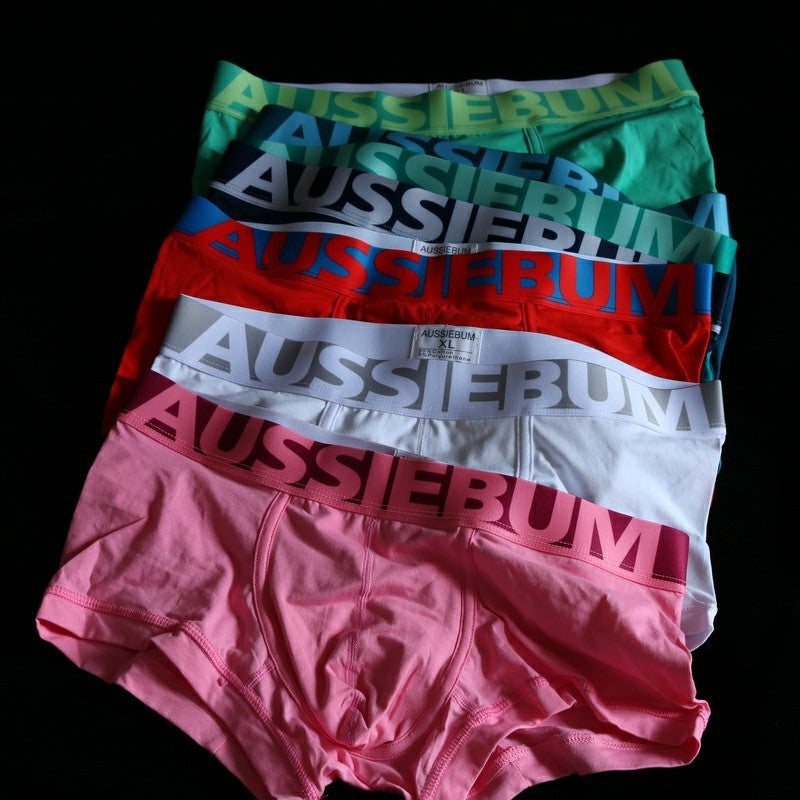Wide brim candy color men's underwear four corner boxer underwear breathable elastic fiber