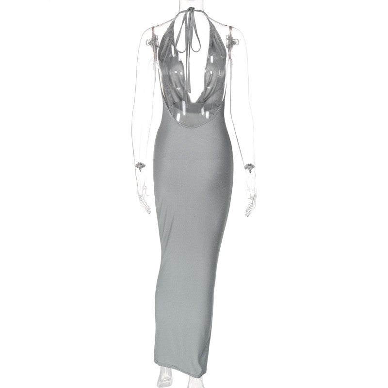 Dulzura Autumn Women Halter Backless Midi Dress For Women Bodycon Sexy Party Ele
