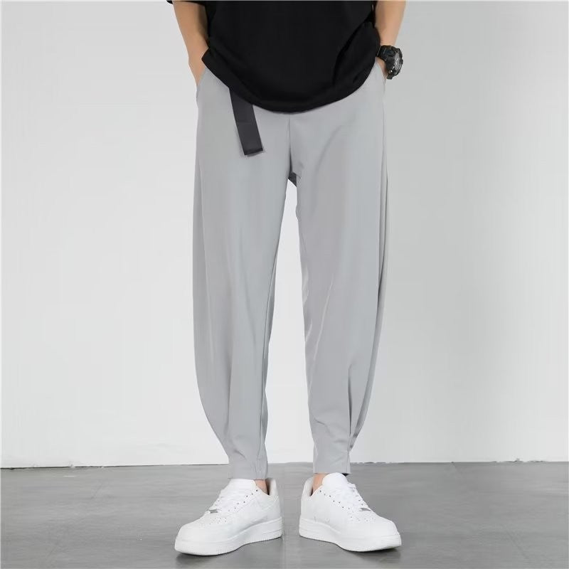 men's drape long pants, Korean version trend slim fit small foot casual pants, men's spring and autumn straight leg suit pants