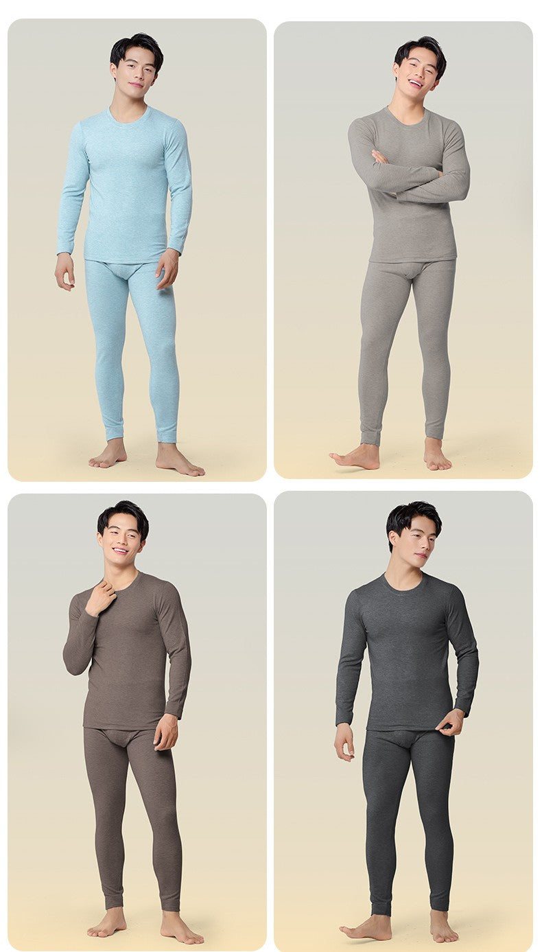 6760 Autumn Winter Keep Warm Slim Underwear Tops Pants For Men Good Quality Mulberry Silk Fleece Thicken Simple Male Sets Gift
