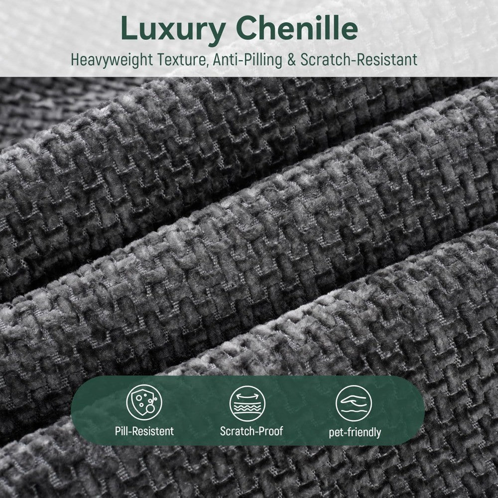 Cloud Modular Sectional Couch 4 Seater Convertible Chenille Sofa Set with Ottoman 130 Inch Living Room Furniture