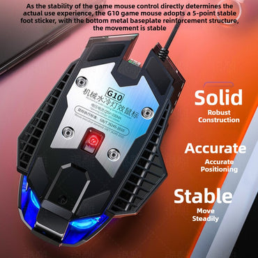 G10 Wired Mechanical Mouse RGB Backlit 200-7200DPI 6000FPS Macro Programming Gaming Mouse with Anti Interference Magnetic Ring