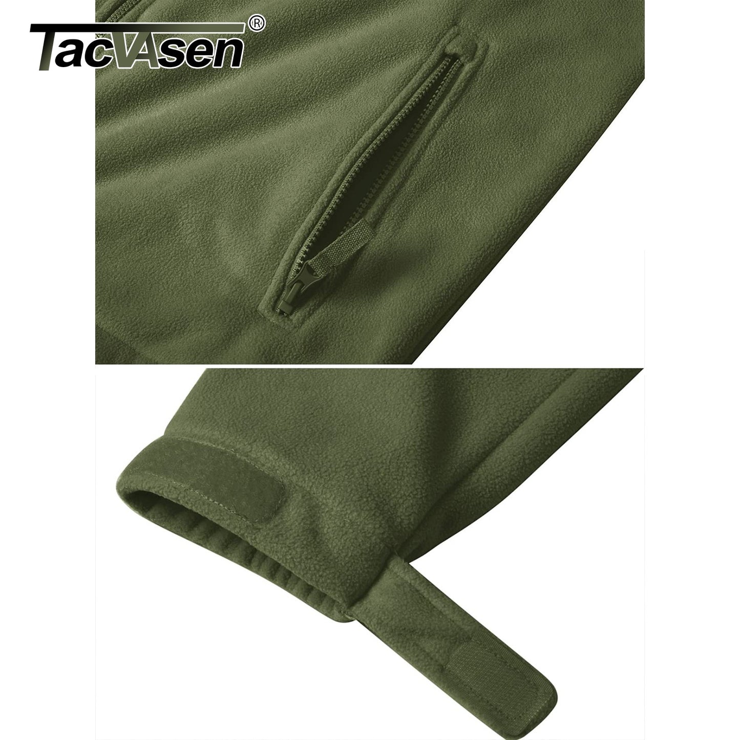 TACVASEN Winter Windproof Fleece Jackets Full Zip Mens Winter Jacket Multi-Pockets Work Coats Hiking Windbreaker Climbing Parka