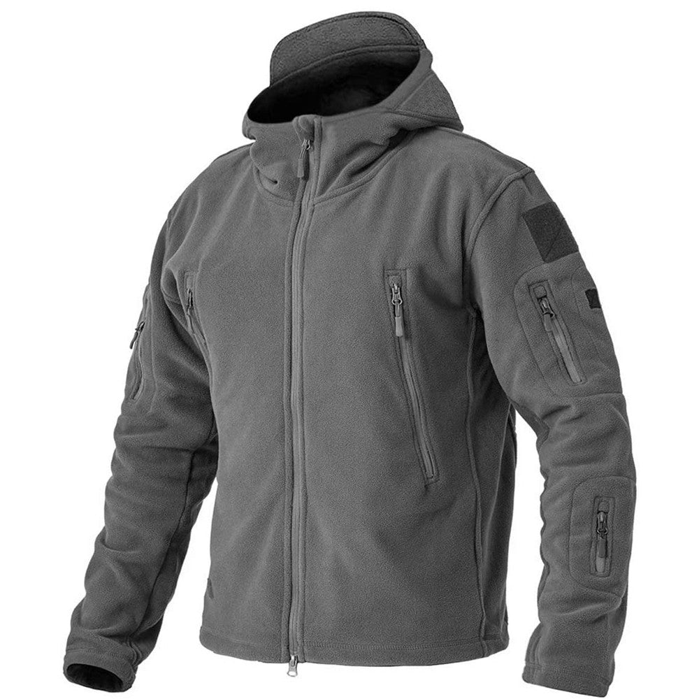 TACVASEN Winter Hooded Coats Mens Fleece Jackets Full Zip Up Multi-Pockets Fishing Hiking Climbing Outerwear Causal Parka Tops
