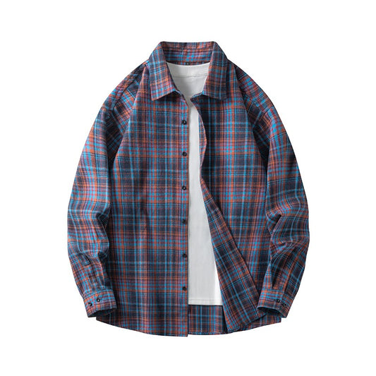 Men Shirt Plaid Flannel Long Sleeve Oversized Loose Cotton Casual Male Youth Comfortable Soft Fall Streetwear Formal Dress Shirt