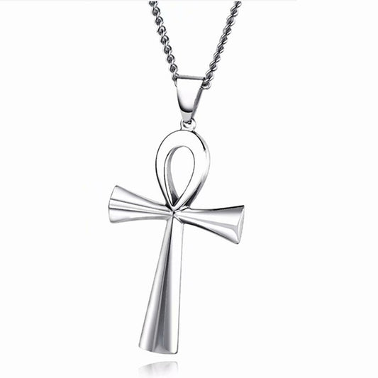 1 PC Amulet Pendant Egyptian Ankh Crucifix Necklaces Pendants Stainless Steel Symbol of Life Cross Necklaces Jewelry