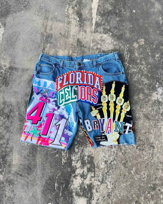 Vintage Cross Rhinestone Denim Shorts Y2K Jeans Mens Womens Harajuku Hip Hop Retro Black Baggy Gym Shorts Low Waist Shorts
