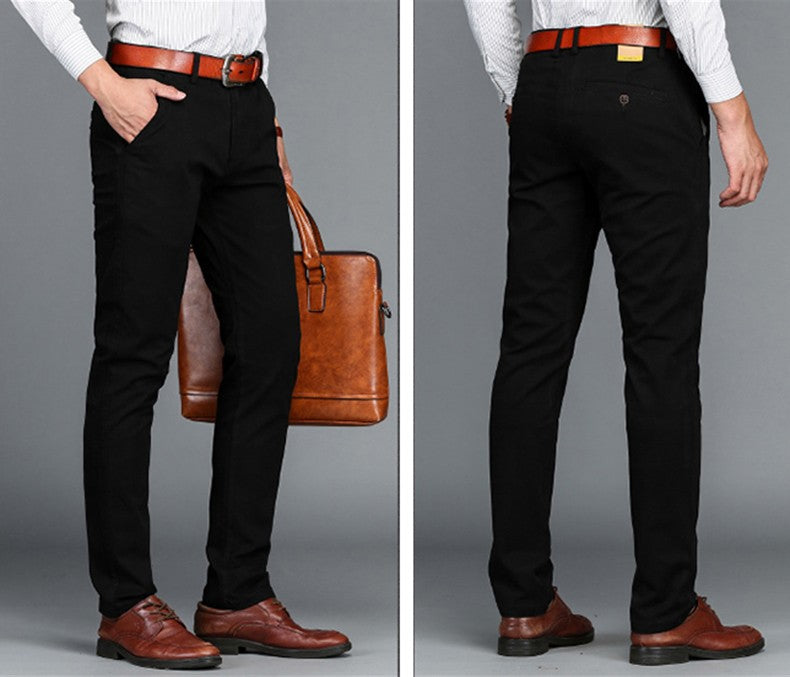 Mens Pants Cotton Casual Stretch male trousers man long Straight High Quality 4 color Plus size pant suit 42 44 46