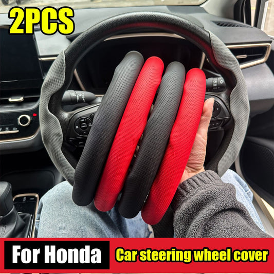 2PCS Car Steering Wheel Cover For Honda Civic Accord CRV HRV Jazz City Odyssey Jade Vezel 10th Breathable Anti-slip Accessories