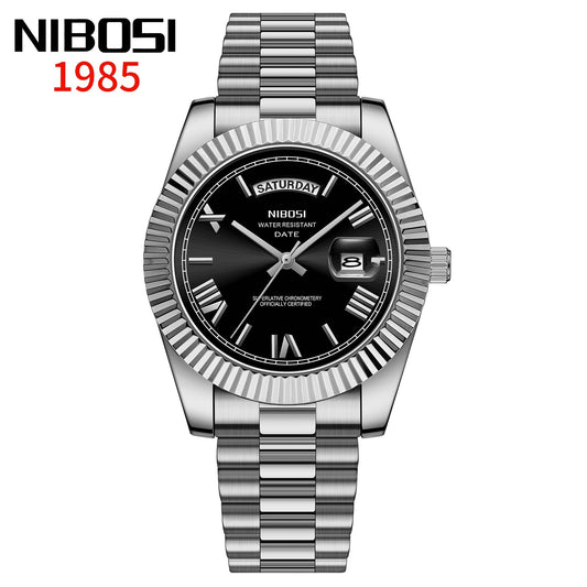 NIBOSI Brand Original Stainless Steel Quartz Watches For Men Luxury Date Display Luminous Fashion Men's Watch relogios masculino