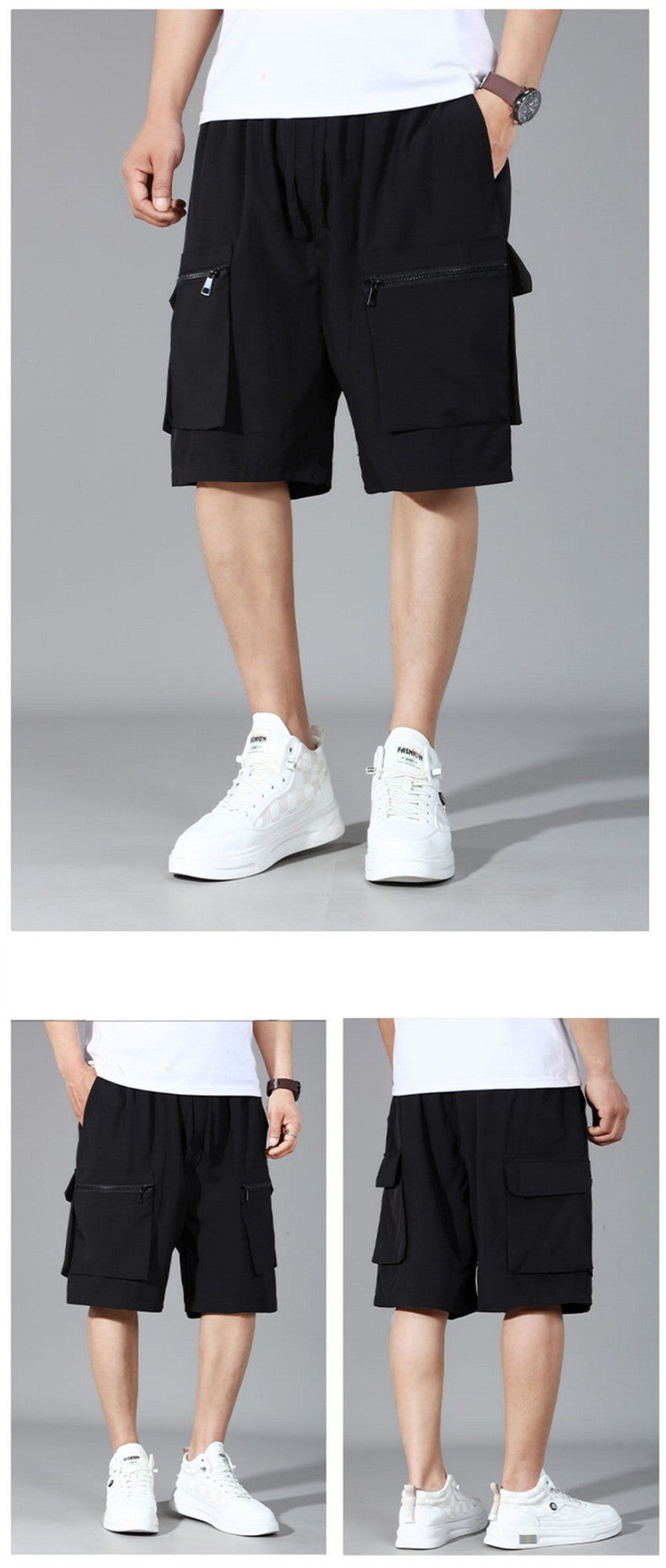 Summer Cargo Shorts Men 12XL Plus Size Shorts Fashion Casual Short Pants Male Summer Elastic Waist Shorts Big Size 12XL