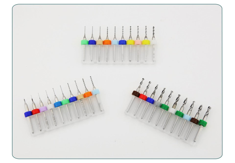 Broca PCB 10pcs Conjunto de Brocas Micro Diâmetro de Aço Tungstênio 1/8" Cabo Fixo Mini Broca CNC 0.1-3.175mm