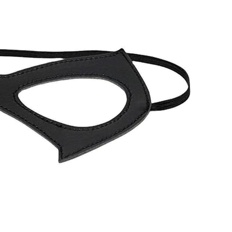 Adjustable Leather Cat Mask for Cosplay Mardi Gras Ball Halloween Costume Adult Size with Eye Holes