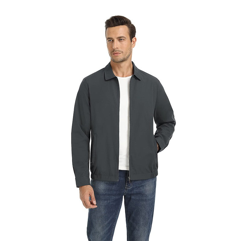 MAGCOMSEN Men's Zip-Front Golf Jacket Spring Summer Casual Jacket Solid Color Turn-down Collar Outerwear Hiking Fishing Travel